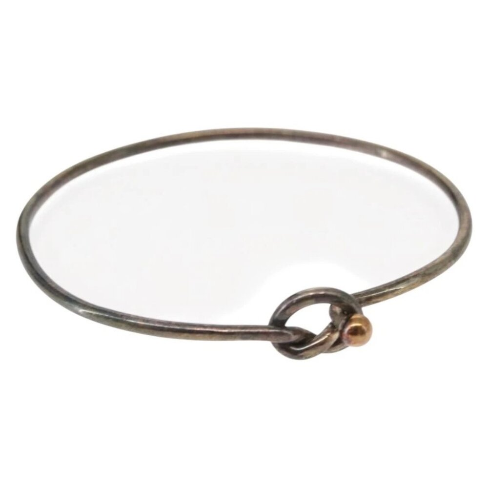 TIFFANY&Co. Bangle Hook & Eye Bracelet Ag925 K18 Silver Auth SW1659